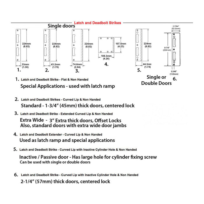 Hoppe Latch and Deadbolt Strike – Curved Lip, 1-3/4" Door