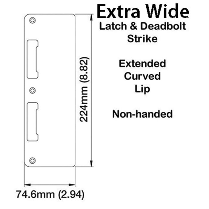 Hoppe Extra Wide Latch and Deadbolt Strike – Extended Curved Lip, Non-Handed