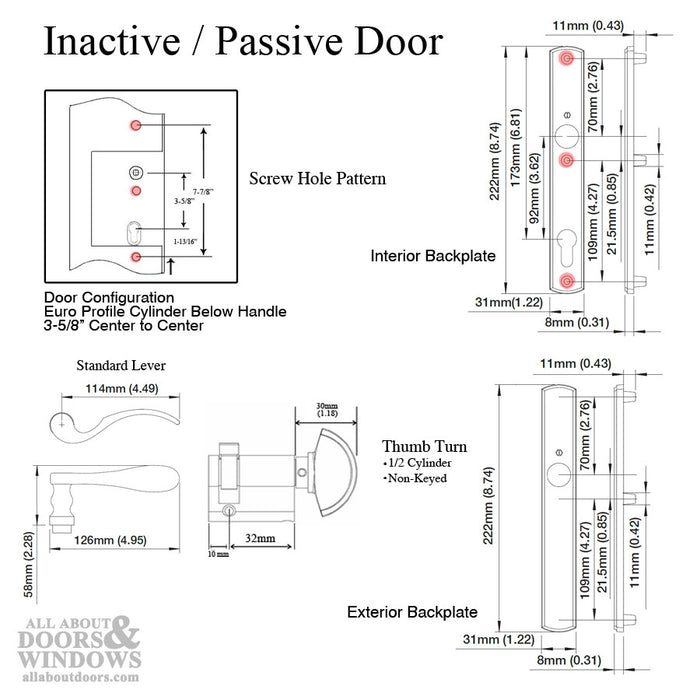 Hoppe Munchen Inactive Multipoint Handleset – 92mm PZ, Satin Nickel