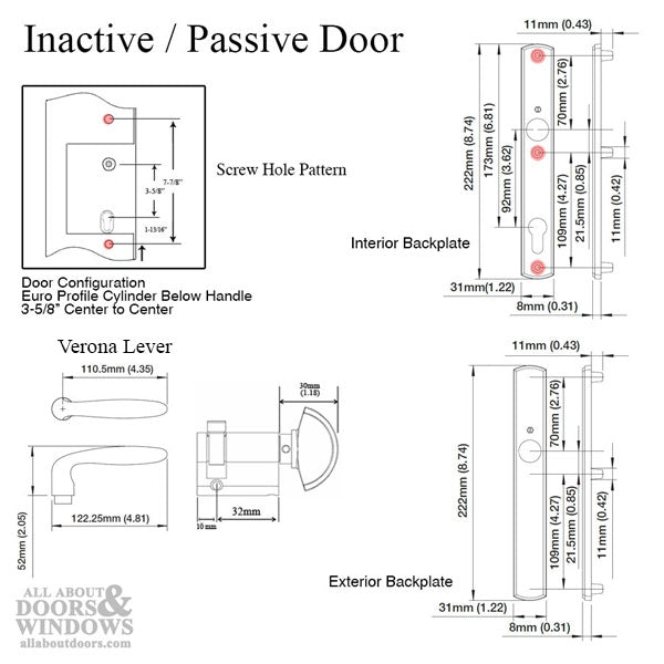 Hoppe Verona Inactive Multipoint Handleset – 92mm PZ, Pure White