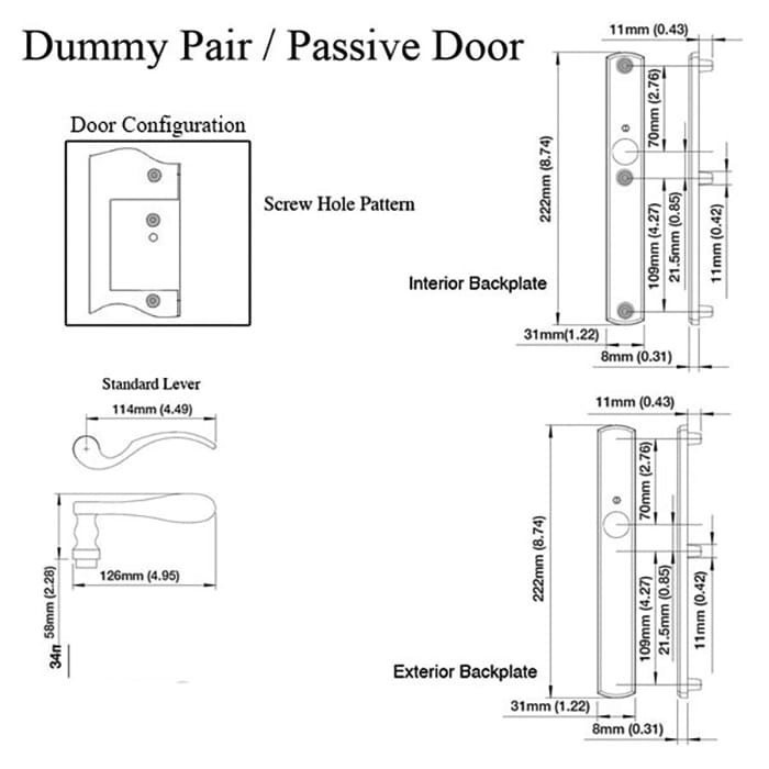 Hoppe Munchen Dummy Handleset for Multipoint Doors – Resista Brass