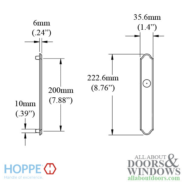 Hoppe Traditional Exterior Backplate for Inactive Handlesets – Satin Nickel