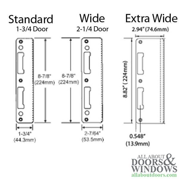 Hoppe Latch & Deadbolt Strike Plate – Flat, 1.30" x 8.82", Stainless Steel