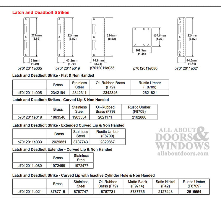 Hoppe Latch and Deadbolt Strike with Curved Lip – Bright Brass