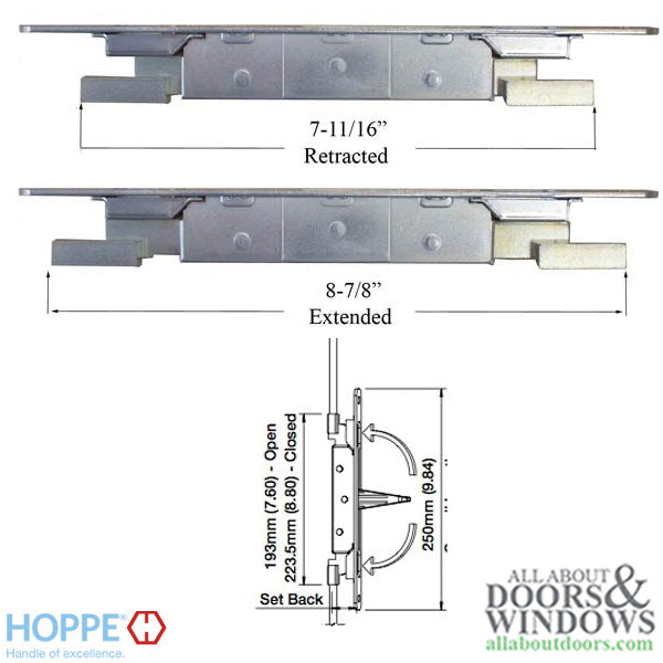 Hoppe Inactive Flushbolt Rod for Double French Doors – 24mm Backset, Brushed Stainless