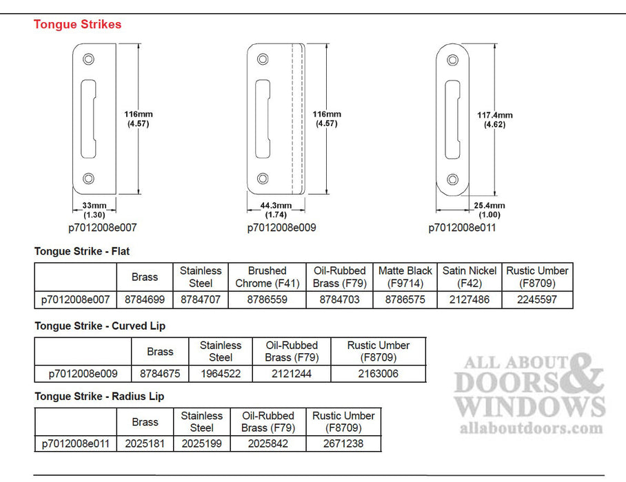 Hoppe Flat Strike Plate – Tongue Version