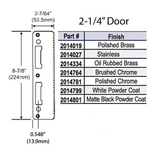 Hoppe Extended Lip Latch and Deadbolt Strike for 2-1/4" Doors – Polished Brass