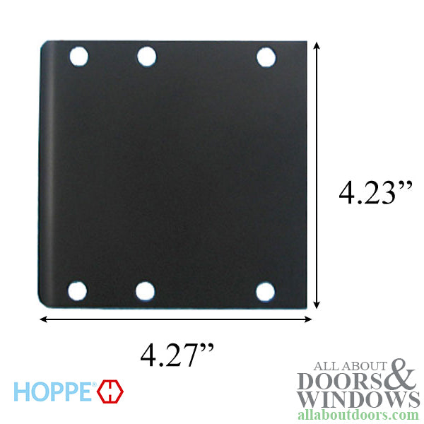 Hoppe Extended Curved Lip Strike Plate – 4-1/4" x 4-1/4", Oil Rubbed Brass