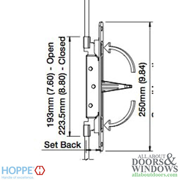 Hoppe Inactive Flushbolt Rod – 26mm Backset, Flip Lever, Brushed Stainless