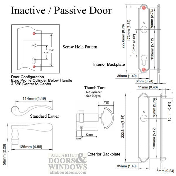 Hoppe Munchen Inactive Handleset – 92mm PZ, Satin Nickel