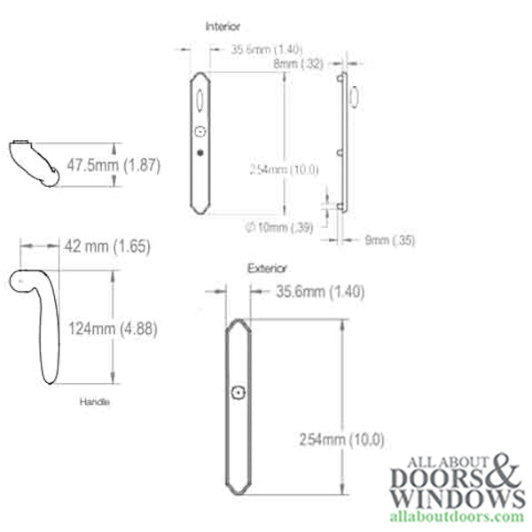 Hoppe M151 Sliding Door Handleset – Non-Keyed, Resista Brass
