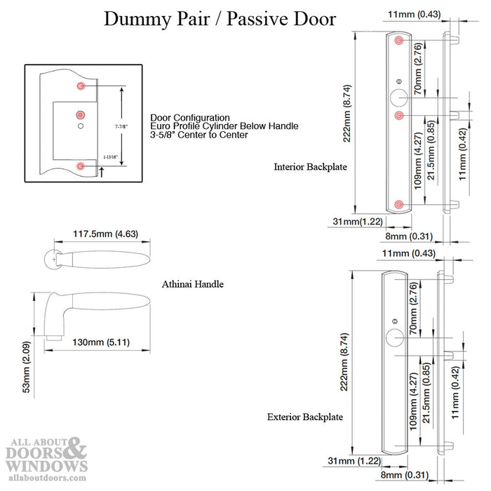 Hoppe Athinai Dummy Handleset – Split Finish Polished Chrome/Brushed Stainless Steel