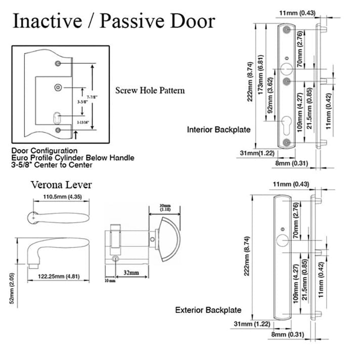 Hoppe Verona Inactive Multipoint Handleset – 92mm PZ, Antique Brass