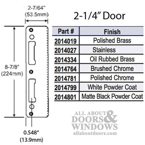 Hoppe Latch & Deadbolt Strike Plate for 2-1/4" Doors – Black