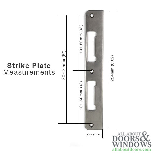 Hoppe Latch & Deadbolt Strike Plate – Flat, 1.30" x 8.82", Stainless Steel