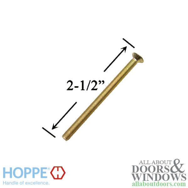Hoppe Handle Screws for 2-1/4" Doors – M5 x 65mm, Polished Brass, 3 Pack