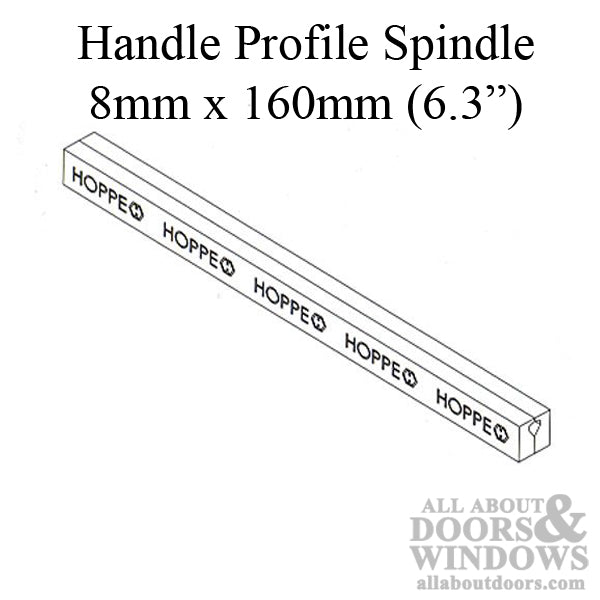 Hoppe Split Shaft Spindle for HL S9000 – 8mm x 160mm, 2-3/4" to 3" Doors