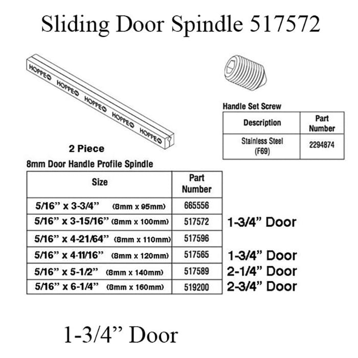 Hoppe Split Shaft Spindle – 8mm x 100mm for 45mm Doors
