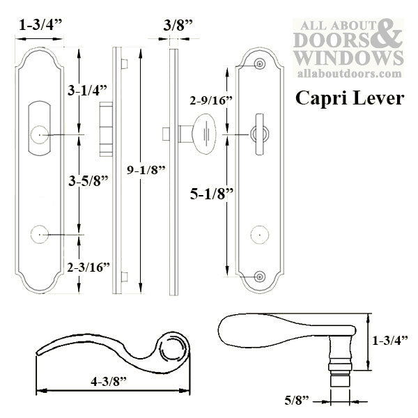 G-U Capri Active Handleset Trim – 45mm Backset, 92mm PZ, American Cylinder