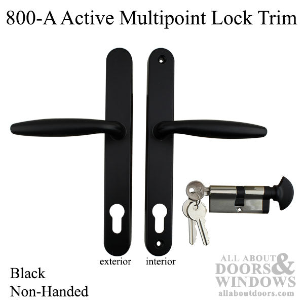 Active Handleset Trim for Multipoint Locks – 92mm PZ, Black