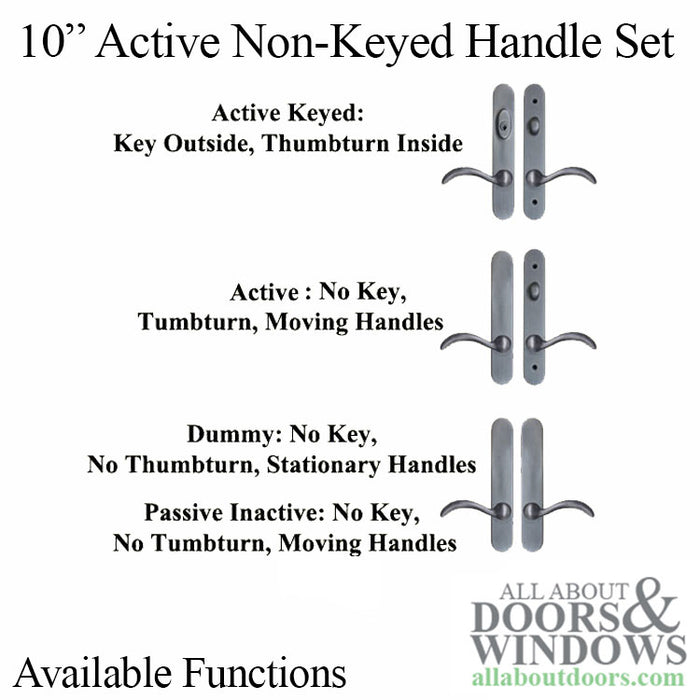 True Elegance 10" Active Non-Keyed Handle Set for Hinged Doors