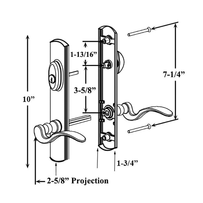 Ashland Forgings 10" Active Keyed Handle Set – Transitional Curved Levers