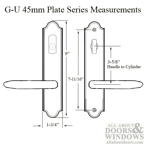 G-U Torino Active Handleset Trim – 45mm Backset, 92mm PZ