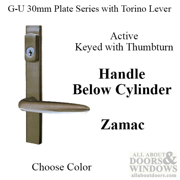 G-U Torino Active Handleset Trim – 92mm PZ, American Cylinder