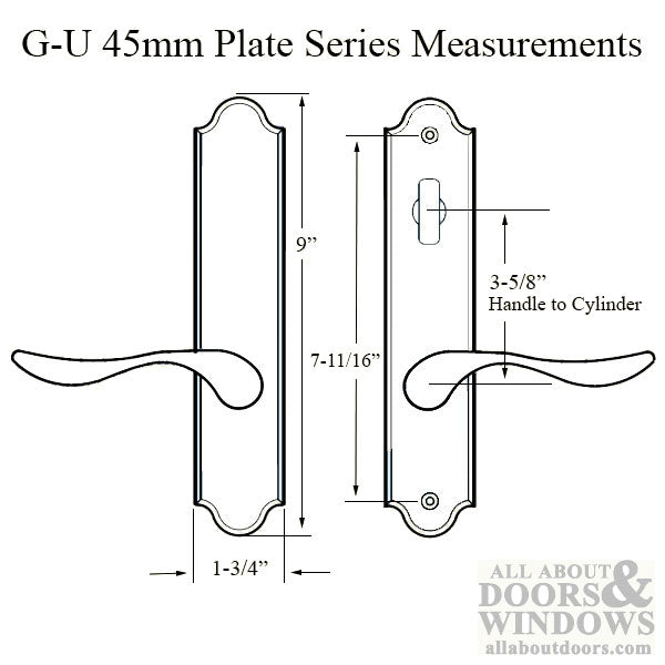 G-U Venice Inactive Handleset Trim – 45mm Backset, 92mm PZ