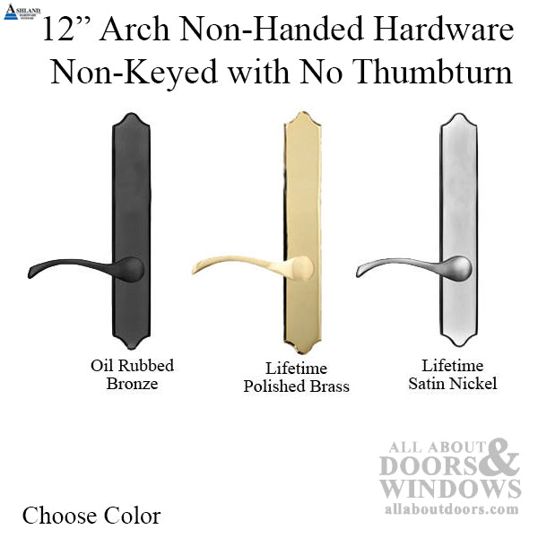 Ashland Expressions Handle Set for Hinged Doors – 12" Escutcheon, Non-Handed