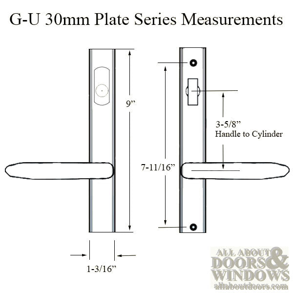 G-U Torino Active Handleset Trim – 92mm PZ, American Cylinder