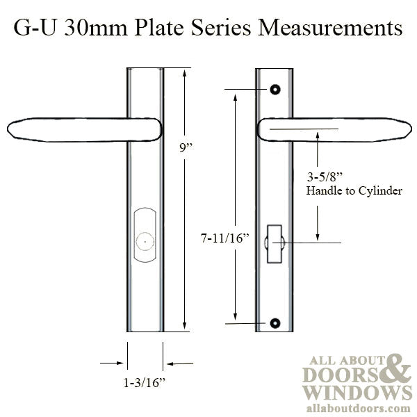 G-U Torino Active Handleset Trim – 92mm PZ, American Cylinder