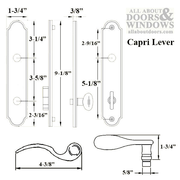 G-U Capri Handleset Trim – 45mm Backset, 92mm PZ, American Cylinder