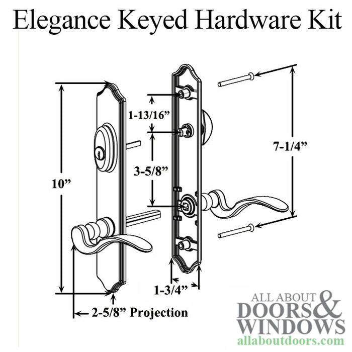 True Elegance 10" Active Keyed Handleset – Arch Top, Schlage SC1