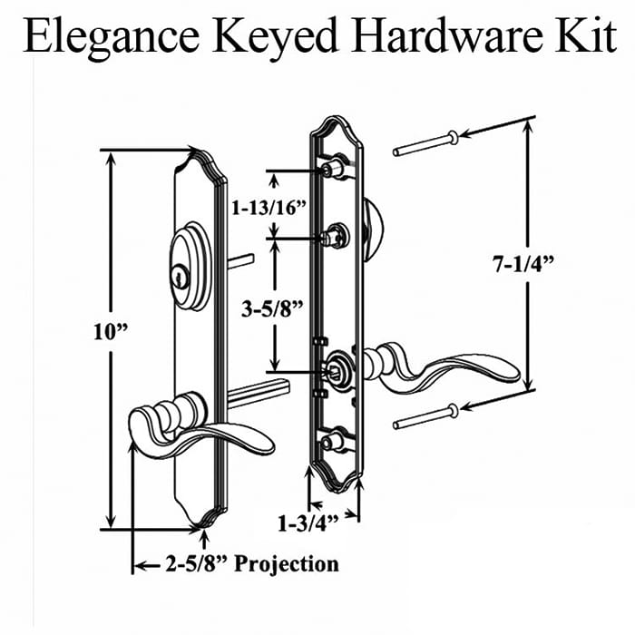 True Elegance 10" Active Keyed Handleset – Arch Top, Schlage SC1
