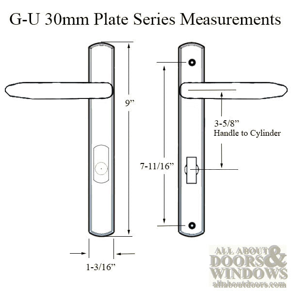G-U Torino Handleset Trim – 92mm PZ, American Cylinder