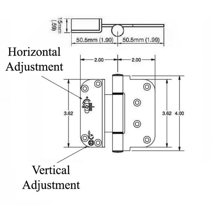 Adjustable Hinge for Outswing Doors – 3-5/8" x 4", NRP, Brass Base, Vertical & Horizontal Adjustment