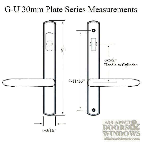 G-U Torino Active Handleset Trim – 92mm PZ, American Cylinder