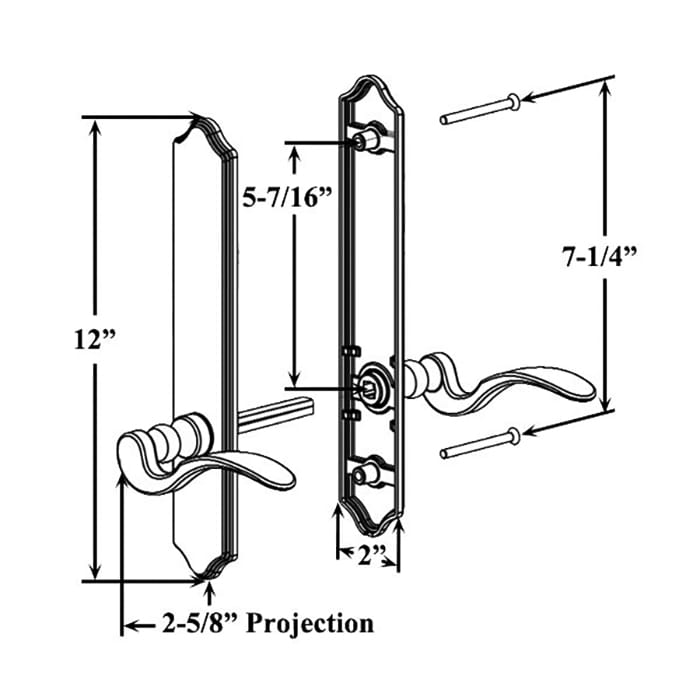 Ashland Expressions Handle Set for Hinged Doors – 12" Escutcheon, Non-Handed