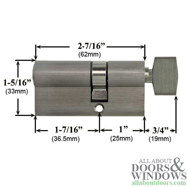Pella 6000 Series Replacement Key Cylinder – 270° Euro, Schlage Keyway, Polished Brass