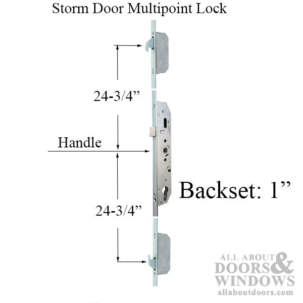 Pella Storm Door Multipoint Lock with Hooks and Spring Latch – 25mm Backset, 92mm PZ