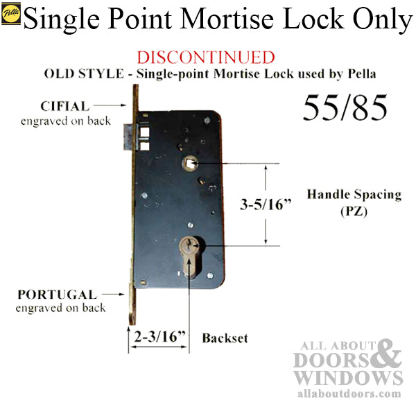 Pella Replacement Mortise Lock – 85mm PZ, 60mm Backset