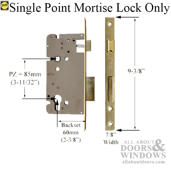 Pella Replacement Mortise Lock – 85mm PZ, 60mm Backset