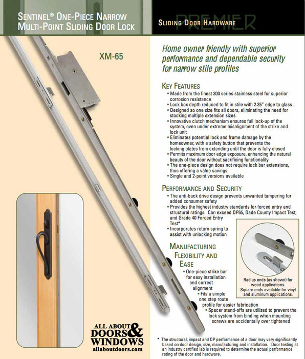 Sentinel Multipoint Sliding Door Lock – 35mm Backset, 3 Hooks, Stainless Steel