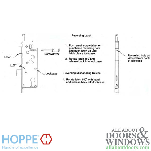 Hoppe Single Point Mortise Lock – 35mm Backset, 1" Deadbolt Throw