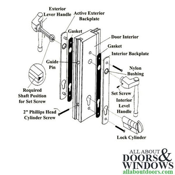 Fuhr Sliding Patio Door Handle Set – L-Type, Active, 120mm PZ