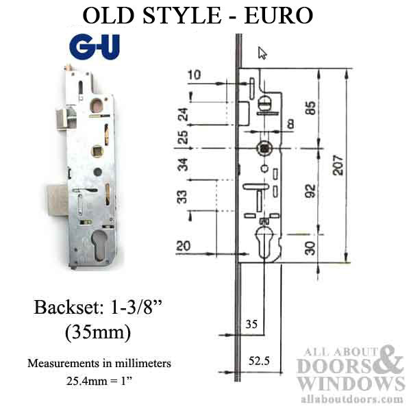 G-U Multipoint Lock Case – 35mm Backset, 92mm PZ, Old Style