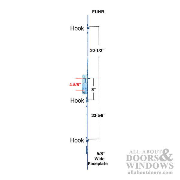 Fuhr Inline-Gear Multipoint Lock for 6' 8" Sliding Patio Doors – 28mm Backset, 120mm PZ