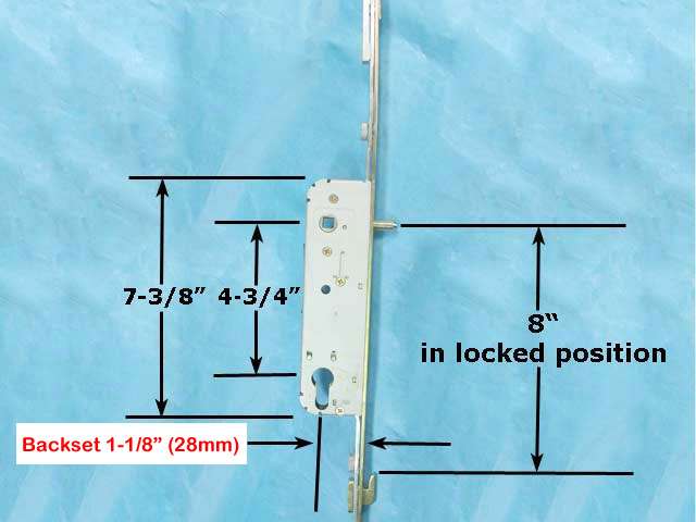 Fuhr Inline-Gear Multipoint Lock for 6' 8" Sliding Patio Doors – 28mm Backset, 120mm PZ