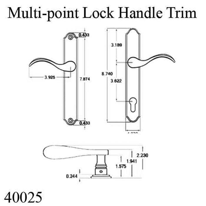 Inactive Multipoint Trim with Half Cylinder – 1-3/4" Door